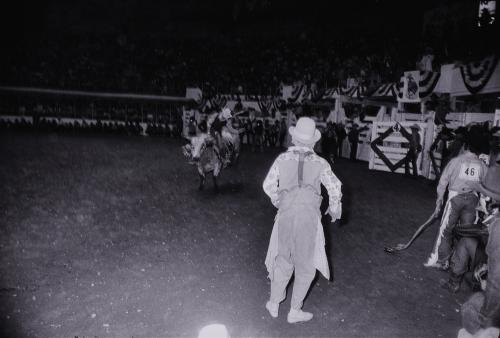 Untitled (Clown with Bull and Rider) from "The Great American Rodeo Portfolio"