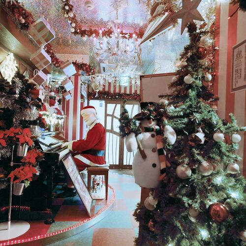 Lobby with Santa and Piano, Hotel Chapel Christmas, Okaka